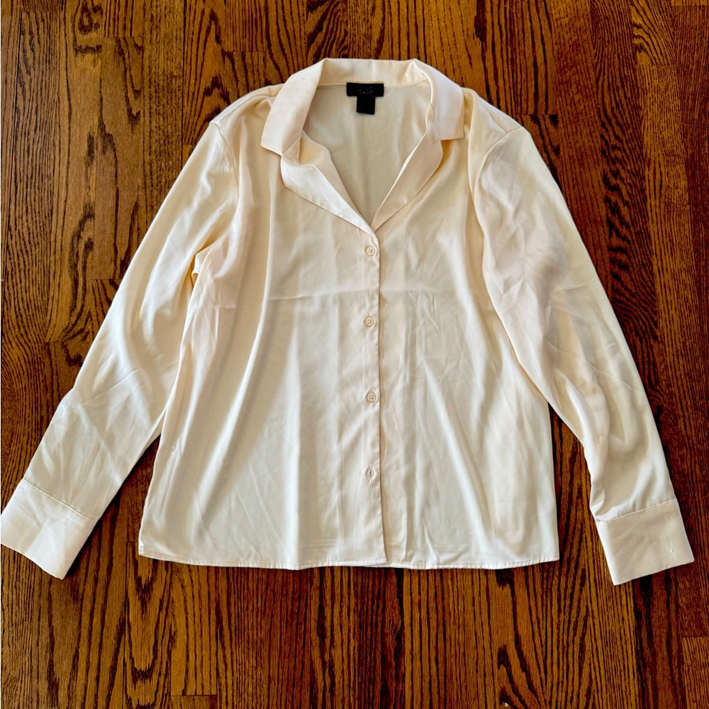 Rachel Roy Cream Button-Up Shirt, Size L
